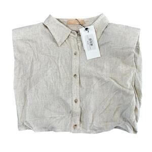 Atik Women's Sebel Padded Linen Shirt Oatmeal Size M